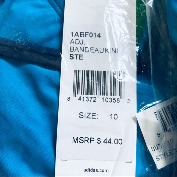 Adidas Tankini Aqua Blue w/ Signature 3 Stripes - Picture 8 of 9